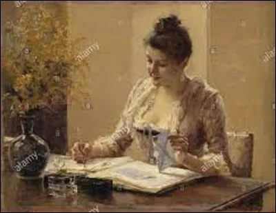 Parmi ces trois réalistes, lequel a exécuté, en 1887, cette huile sur panneau nommée ''Dame écrivant une lettre'' ?