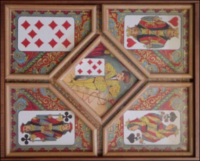 Quel est ce jeu en N crée en 1760 qui se compose d'un jeu de 58 cartes, d'un plateau à 5 cases et de jetons de différentes valeurs ?