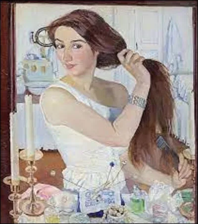Quelle impressionniste a fait ici son portrait dans ce tableau intitulé ''Autoportrait à la table de toilette'', en 1909 ?