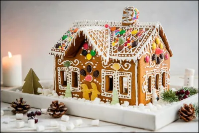 Avec quels gâteaux ces maisons sont-elles construites pendant la période de Noël ?