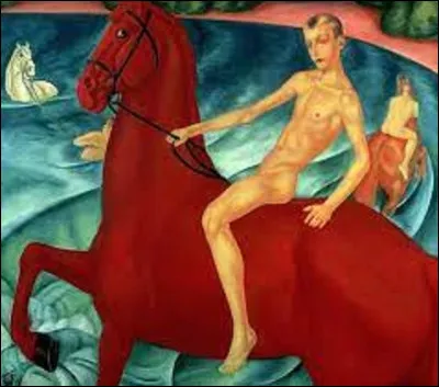 Parmi ces trois symbolistes russes, lequel a exécuté cette toile nommée ''Cheval rouge au bain'', en 1912 ?