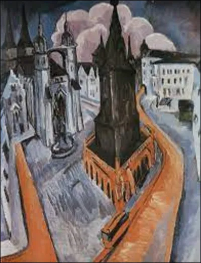 Quel expressionniste a peint cette huile sur toile intitulée ''La Tour Rouge à Halle'' ?