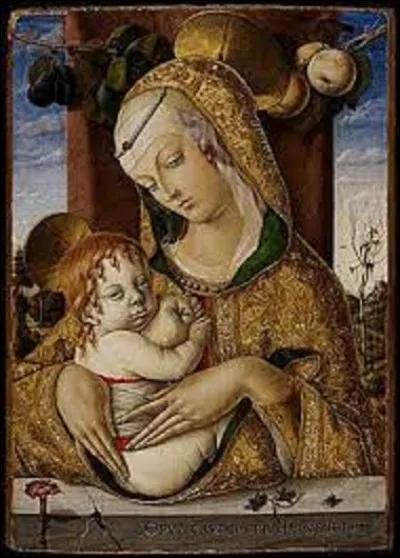 Quel artiste de la Renaissance a réalisé cette détrempe et à l'or sur panneau nommée ''Vierge à l'Enfant avec une pomme'' ou ''Vierge à l'enfant tenant une pomme'', tableau réalisé vers 1480 ?