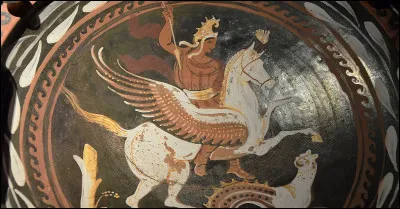 Héros corinthien, il dompta le cheval Pégase avec lequel il tue le monstre Chimère en volant au-dessus d'elle.