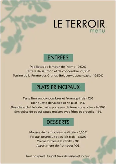 Tu es dans un restaurant où il y a un self. Tu y vas pour te servir. Que choisis-tu ?