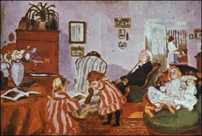 Quel peintre a représenté "L'Oncle Piacsek et poupée", sur laquelle la fillette au premier plan est coiffée d'une tresse ?