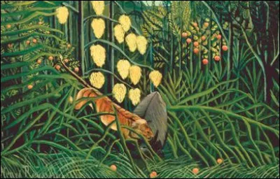 Qui a peint "Combat entre un tigre et un buffle" en 1908, l'un des 17 tableaux de la série ''Jungles'' ? (Photo)