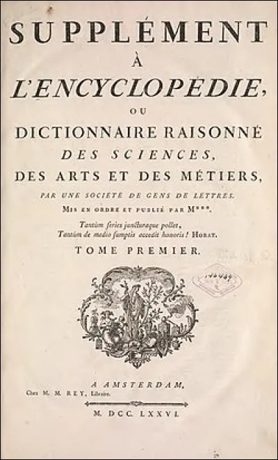 Quels sont les auteurs du supplément à l'Encyclopédie ?