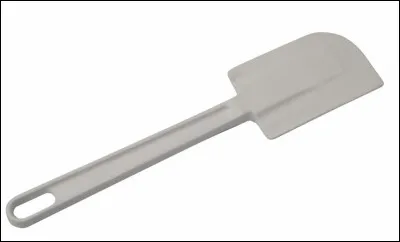 Quel est cet ustensile en M, une spatule à bout rectangulaire qui sert à mélanger ou à racler les fonds des récipients ?