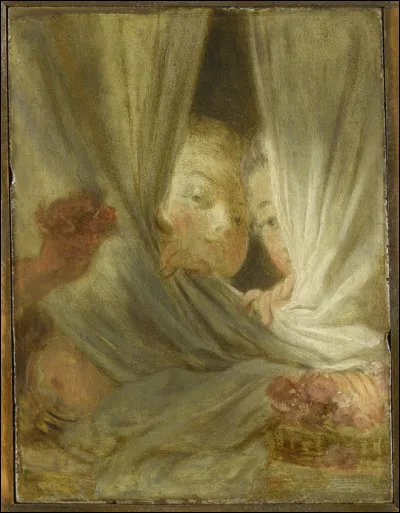 Qui est l'auteur de cette toile représentant "Les Curieuses" cachées derrière les rideaux ?