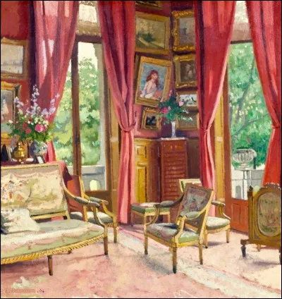 Qui a choisi des rideaux roses pour agrémenter cet "Intérieur" ?
