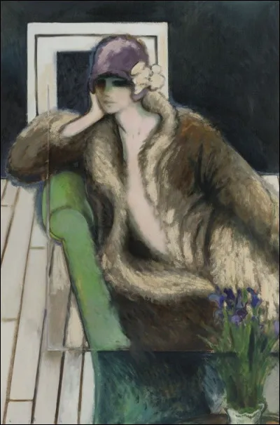 Qui a peint cette ravissante personne vêtue d'un long gilet d'hiver ?