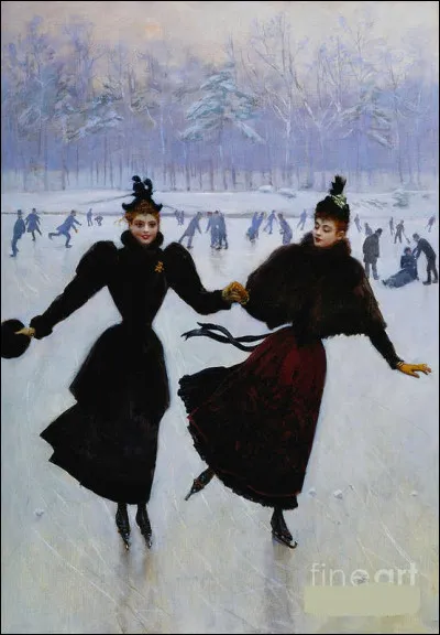 Quoi de mieux l'hiver que d'admirer deux patineuses confortablement vêtues ? Qui est leur peintre ?