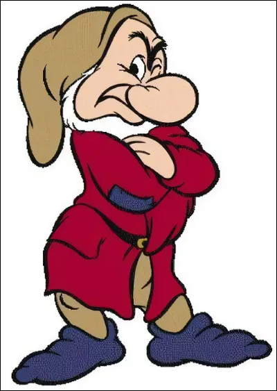 Qui est ce personnage en G de l'Univers Disney, un des 7 nains du film d'animation Blanche-Neige, nain toujours de mauvaise humeur ?