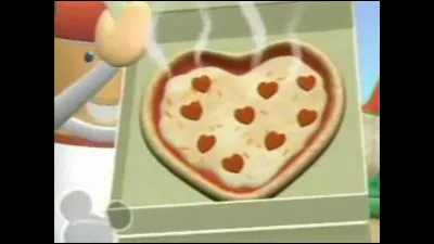 De quel dessin animé vient cette pizza en forme de cur ?