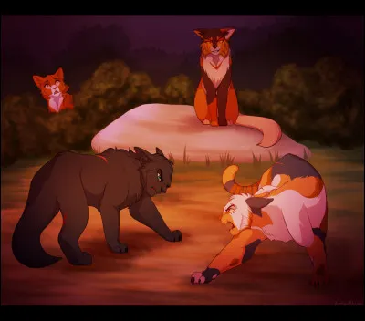 Tu attrapes encore une souris, puis tu reviens vers Cur d'Eau et Fleur d'Écume avec tes prises. Et cette fois-ci, c'est toi qui est félicité, car Nuage de Souffle n'a réussi à attraper qu'une musaraigne. Le lendemain, vous passez une nouvelle évaluation, de combat cette fois. Quelle attaque utilises-tu ?