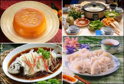 Nous avons parlé de réveillon et de retrouvailles autour d'une table, mais que mange-t-on ?
Tout ce que montre l'illustration.
Y a-t-il des jiǎozi ?