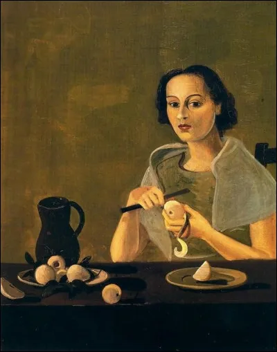 Quel peintre est l'auteur de la toile "Femme pelant des pommes" ?