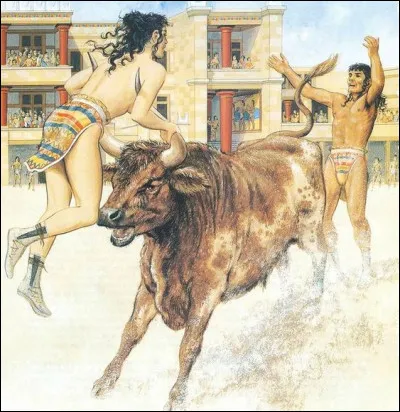 Peuple très ancien de l'île de Crète vénérant les taureaux. Qui sont-ils ?