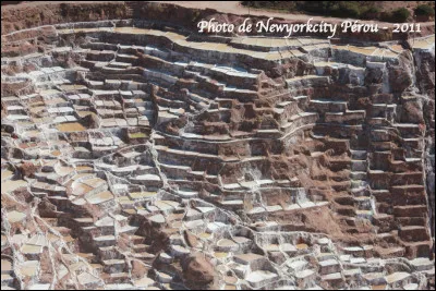 Quel est ce lieu du Pérou, exceptionnel au monde, situé à 3 000 mètres d'altitude, un ensemble de bassins d'eau salée alimentés par une source qui jaillit de la montagne chargée d'eau saturée en sel ?