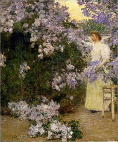 Qui a représenté, sur cette toile, une jeune femme cueillant des lilas ?