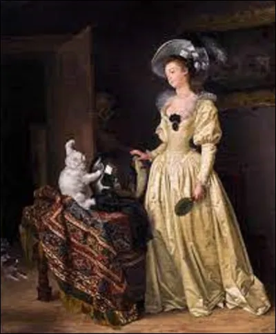 Entre 1783 et 1785, quel rococo a exécuté cette toile nommée ''Le Chat angora'' ?