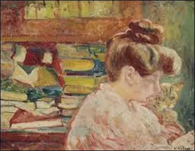 Quel artiste est l'auteur, en 1905, de ce tableau intitulé ''Femme au chat et aux livres'' ?