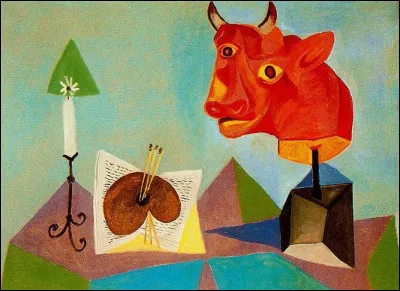 Qui a peint "Bougie, palette, tête de taureau rouge" ?