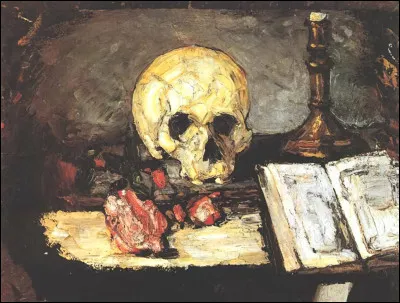 Qui a peint "Nature morte avec crâne, bougie et livre" ?