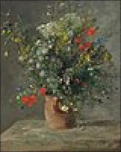 Qui a peint ce tableau de 81,3 par 65,1 cm nommé "Fleurs dans un vase" ?