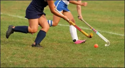 Avec quoi les joueurs de hockey sur gazon poussent-ils la balle  ?