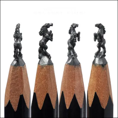 De quoi se compose la mine du crayon, de graphite et ... ? (en photo sculptures sur mines de crayon, artiste russe Salavat Fidai)