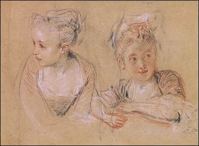 Les crayons de papier européens sont recouverts de couleurs différentes, selon la marque, par exemple, ce n'est pas le cas aux Etats-Unis. Là-bas, ils sont très majoritairement... ? (en photo, étude d'une fillette en buste, Antoine Watteau, crayons)