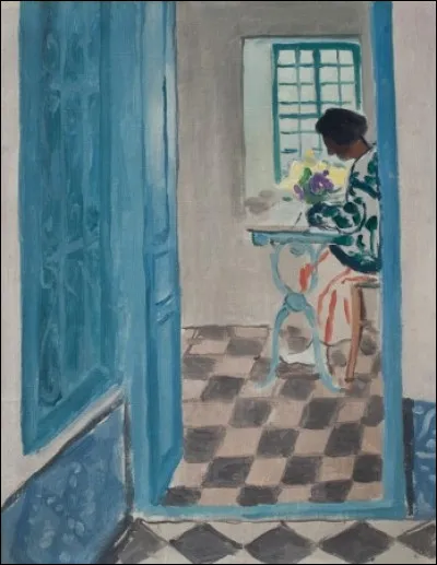 Qui a créé la toile "Intérieur à Sidi Bou Saïd" ?