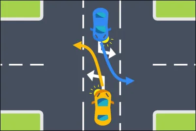 Comment appelle-t-on ce type de croisement où les véhicules se font face avant de tourner ?