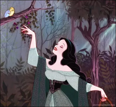 Quelle princesse se trouve normalement à la place de Blanche-Neige sur ce fan art ?