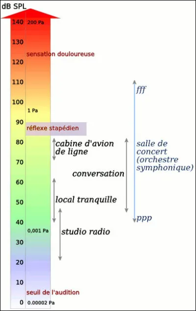 Qu'est-ce que le fameux "réflexe stapédien", ici surligné en rose au centre de l'échelle ?