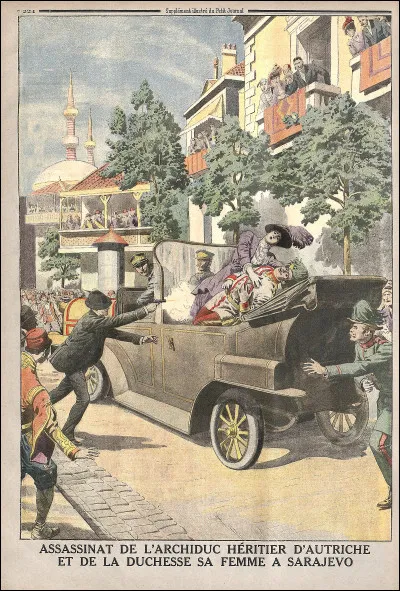 Attentat de Sarajevo : assassinat de larchiduc François-Ferdinand, héritier de l'Empire austro-hongrois :