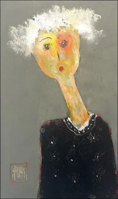 Ce tableau "Sans titre 01 04 22" a été créé par l'artiste Christine Barrès. On pourrait croire qu'il s'agit d'un portrait tiré du film...