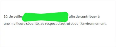 Enfin, veuillez complétez le dernier point de cette "Charte de Courtoisie au volant"