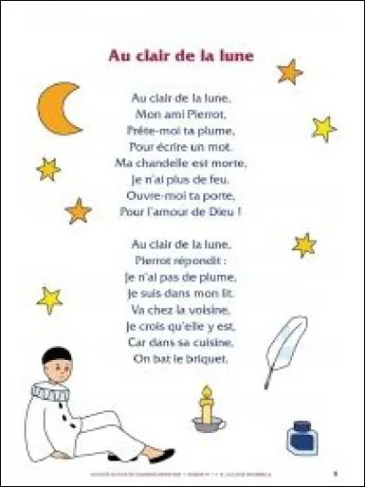 La chanson "Au clair de la lune" a été enregistrée pour la première fois en 1860.