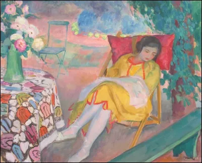 Qui a peint "La sieste, femme lisant" ?