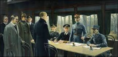 Signature de l'armistice entre l'Allemagne et les Alliés vainqueurs ; la première guerre mondiale est terminée :