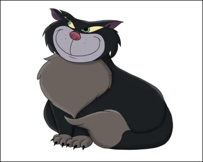 Quel est cet animal de fiction en L, un gros chat noir et gris de l'univers Disney dans Cendrillon, pompeux, orgueilleux et manipulateur ?