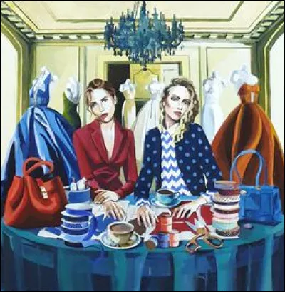 On se croirait dans une célèbre série se passant au sein de "l'élite" new-yorkaise, avec ce tableau de Izabela Galazka (titré "Designers V"), laquelle ?