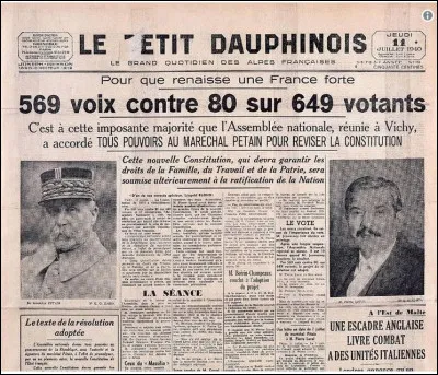 Connaissez-vous les deux députés de l'Allier qui ont été destitués en même temps que Marx Dormoy pour avoir voté contre les pleins pouvoirs de Philippe Pétain ?