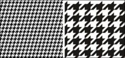 Ces motifs de tissu de luxe portent le nom du pied d'un oiseau. Quel nom porte le motif de droite sur la photo ?