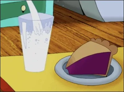 Dans quel dessin animé peut-on voir ce verre de lait et cette part de tarte ?