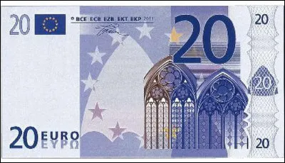 Quel est le style architectural représenté sur le billet de 20  ?