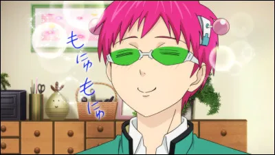 Pourquoi Saiki Kusuo a-t-il 2 grandes barrettes rose et gris et une paire de lunettes vertes ?